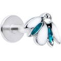 BodyCandy 16G 1/4 Clear Blue Gem White Leaves Labret Monroe Tragus — main product shot