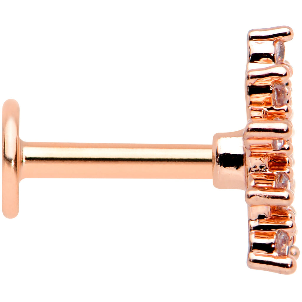 BodyCandy 16G 1/4 Clear Gem Rose Gold Hue Stylish Flower Labret Tragus — lifestyle context