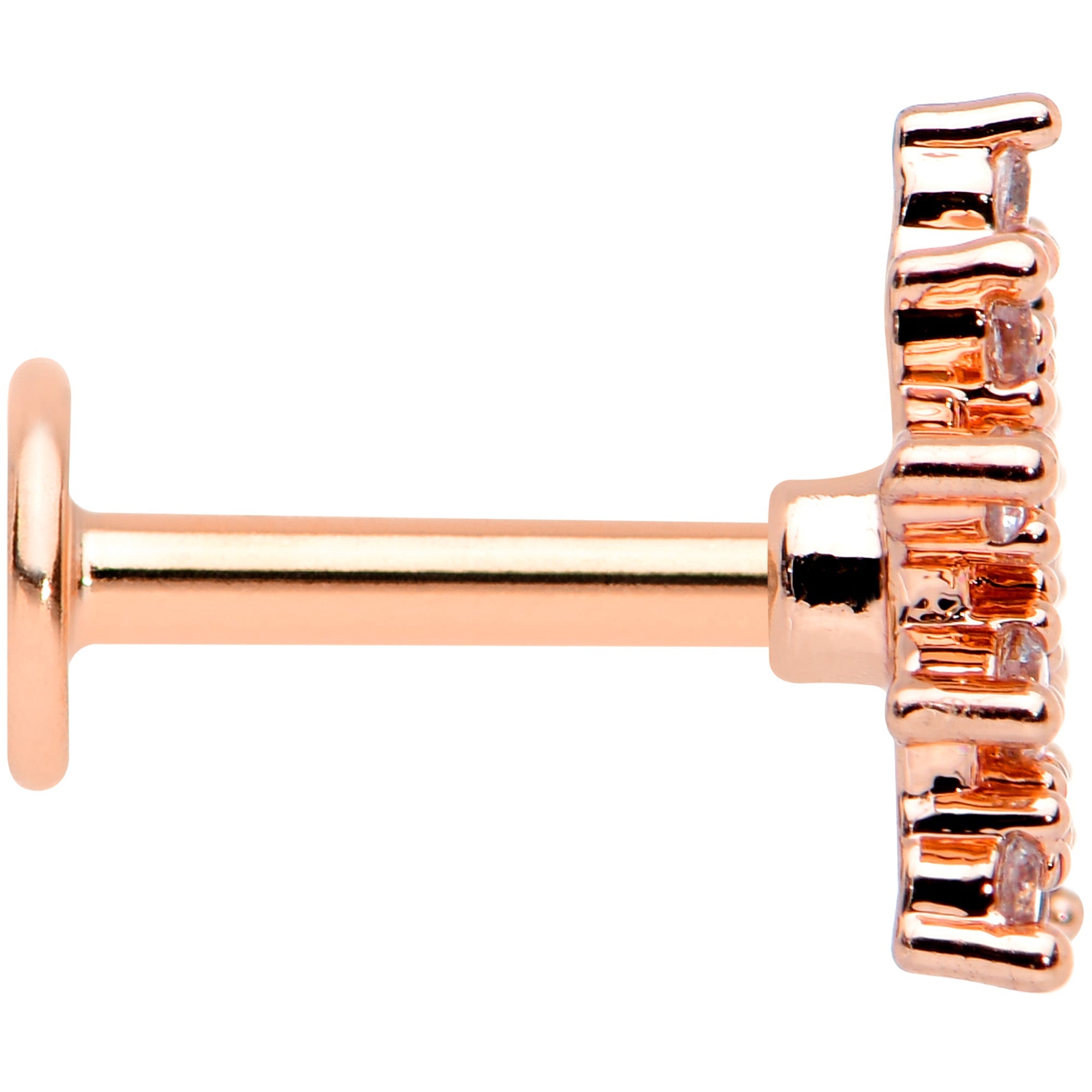 BodyCandy 16G 1/4 Clear Gem Rose Gold Hue Stylish Flower Labret Tragus — lifestyle context