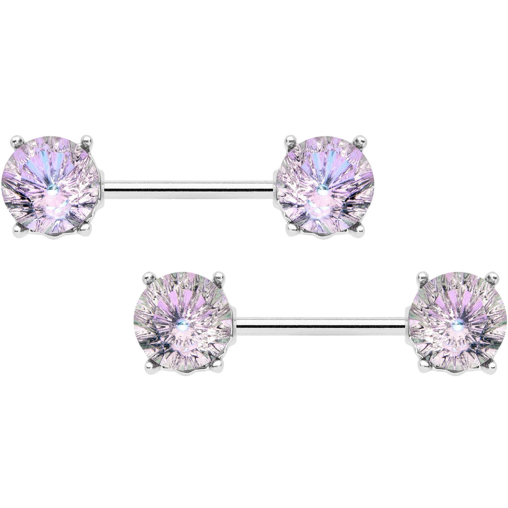 BodyCandy 14G 9/16 Pink Gem Simply Elegant Barbell Nipple Ring Set — main product shot