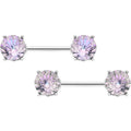 BodyCandy 14G 9/16 Pink Gem Simply Elegant Barbell Nipple Ring Set — main product shot