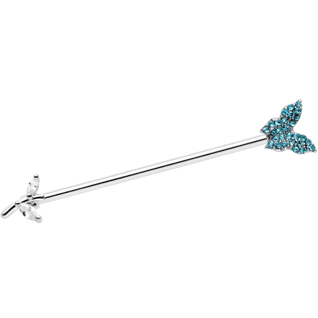 BodyCandy 14G Clear Blue CZ Gem Branch Butterfly Industrial Barbell 38mm — main product shot