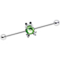 BodyCandy 14G Black Green Gem Fancy Frog Industrial Barbell 38mm — main product shot