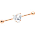 BodyCandy 14G Clear Rose Gold Tone Heart Valentine Industrial Barbell 38mm — main product shot