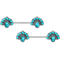 BodyCandy 14G 9/16 Blue Turquoise Southwest Shield Barbell Nipple Ring Set — main product shot