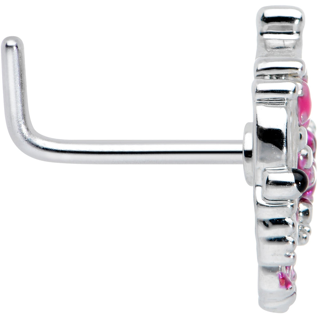 BodyCandy 20G 7mm Textured in Pink Butterfly L Shape Nose Ring — lifestyle context