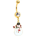 BodyCandy Clear Gem Gold Tone Winter Snowman Christmas Dangle Belly Ring — main product shot