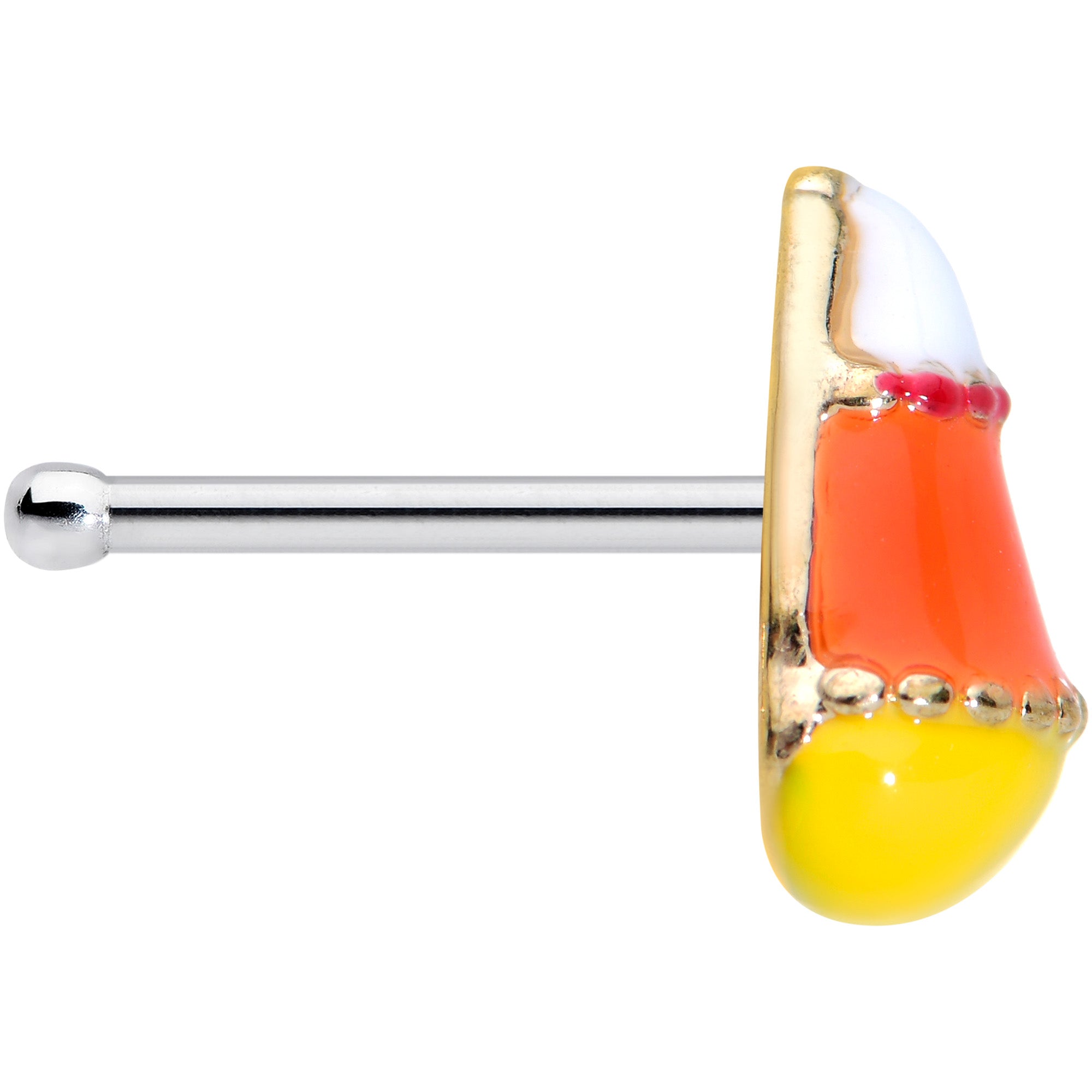 BodyCandy 20G 1/4 Candy Corn Halloween Nose Bone — lifestyle context