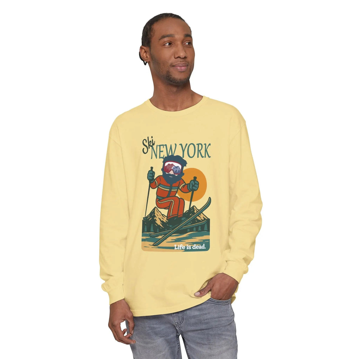 Ski New York - Life is Dead Mountain Collection Garment-Dyed Long Sleeve T-Shirt