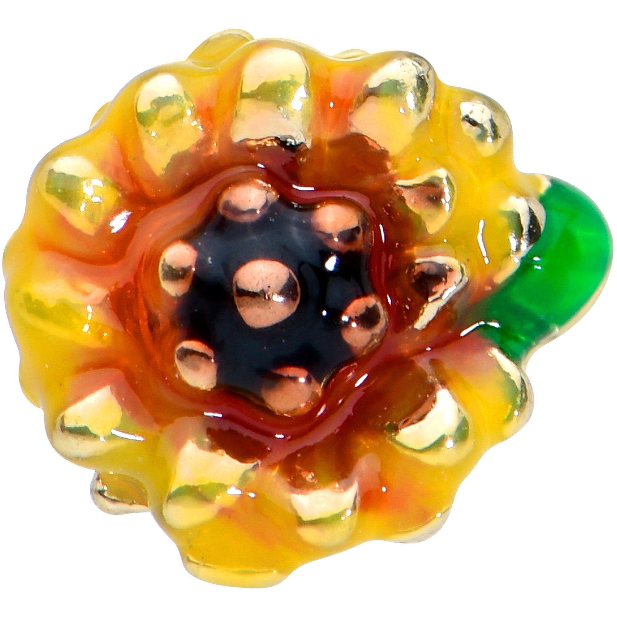 BodyCandy 20G 7mm Clear Purple Gem Summer Sunflower L Shape Nose Ring — detail close-up
