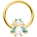 BodyCandy 16G 3/8 White Gem Gold Tone Snow Bug BCR Captive Bead Ring — main product shot