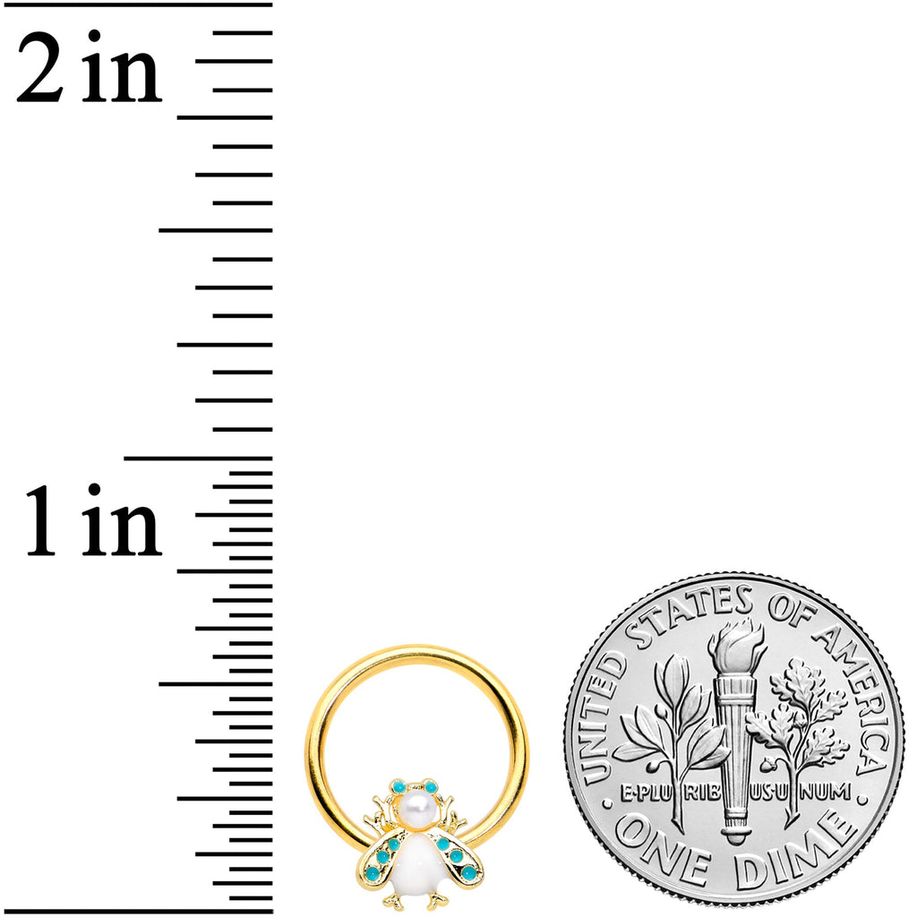BodyCandy 16G 3/8 White Gem Gold Tone Snow Bug BCR Captive Bead Ring — lifestyle context