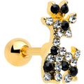 BodyCandy 16G 1/4 Black Gem Gold Tone Decadent Deer Cartilage Tragus — main product shot