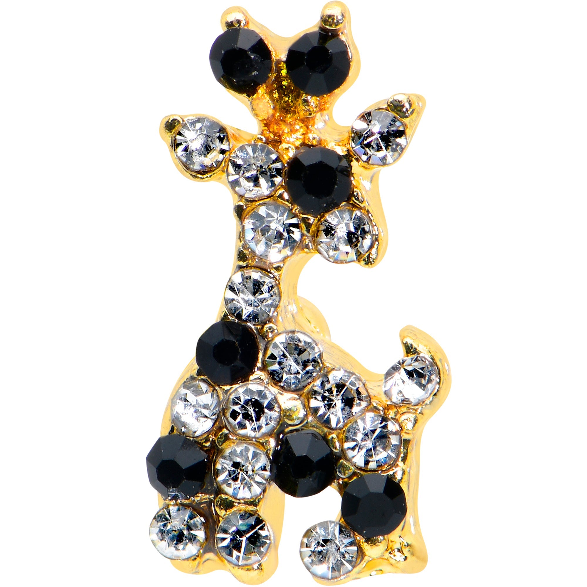 BodyCandy 16G 1/4 Black Gem Gold Tone Decadent Deer Cartilage Tragus — detail close-up