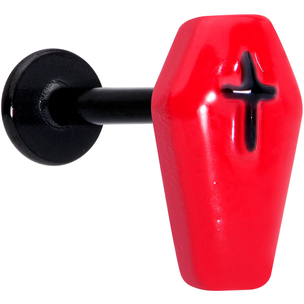 BodyCandy 16G 5/16 Black Red Coffin Halloween Labret Monroe Tragus — main product shot
