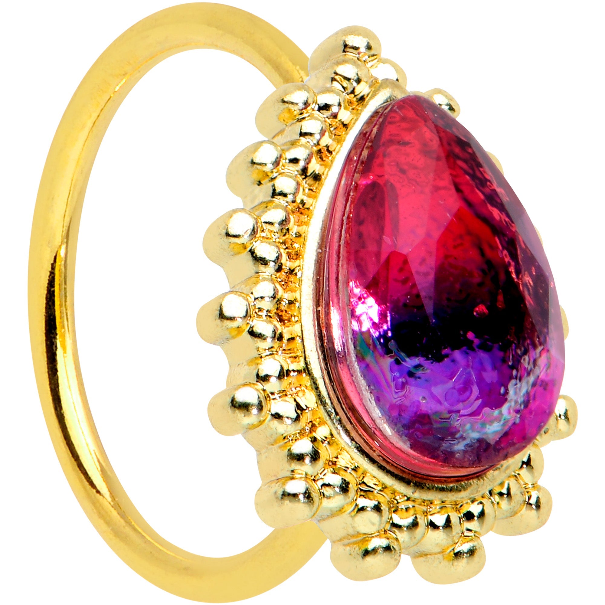 BodyCandy 20G 5/16 Purple Tourmaline Gold Tone Drop Nose Hoop — main product shot