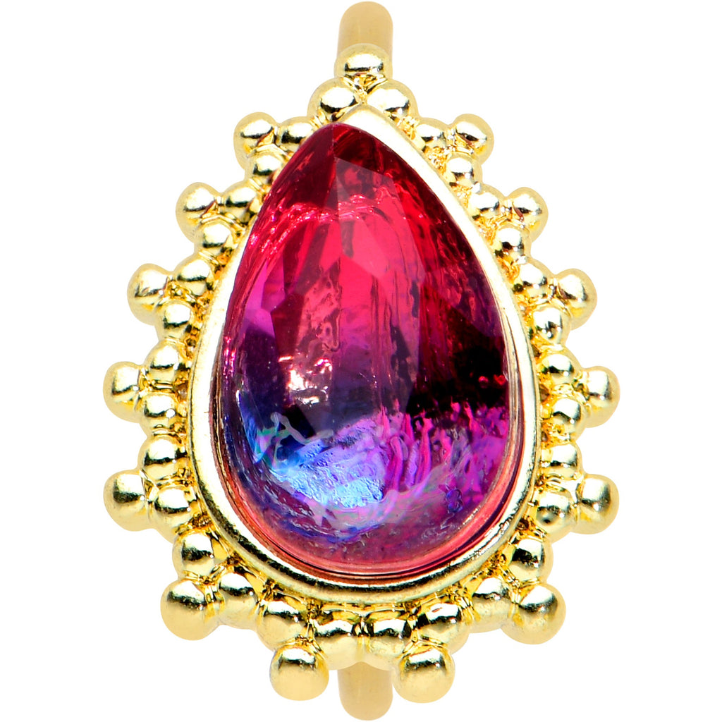 BodyCandy 20G 5/16 Purple Tourmaline Gold Tone Drop Nose Hoop — detail close-up