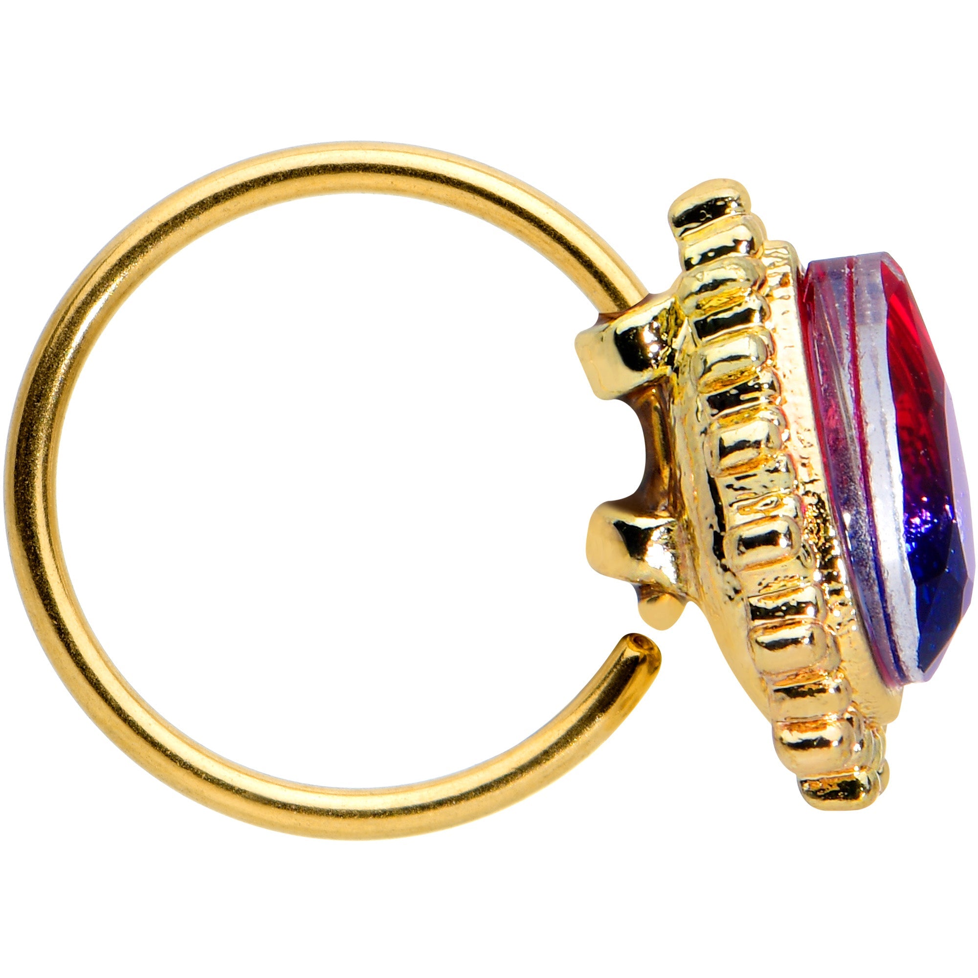 BodyCandy 20G 5/16 Purple Tourmaline Gold Tone Drop Nose Hoop — lifestyle context