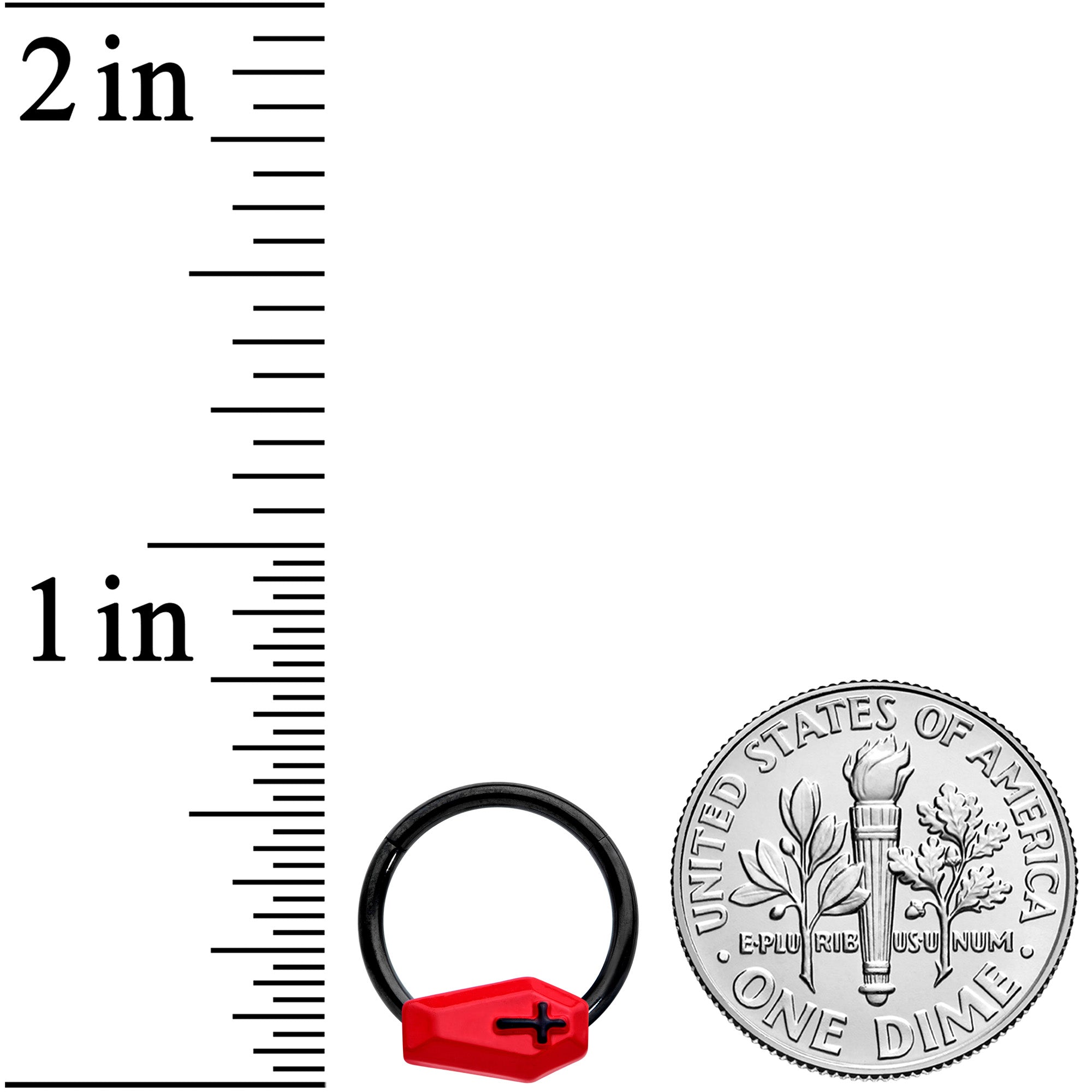 BodyCandy 16G 3/8 Black Red Coffin Halloween Segment Ring — lifestyle context