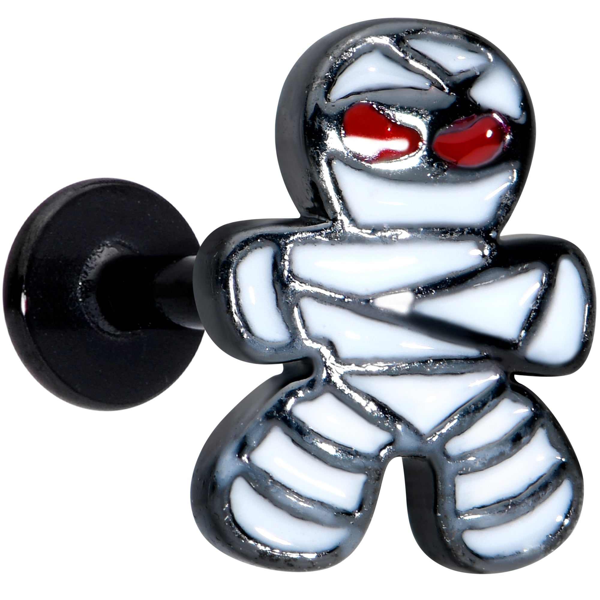 BodyCandy 16G 5/16 Black Red Eye Mummy Halloween Labret Monroe Tragus — main product shot