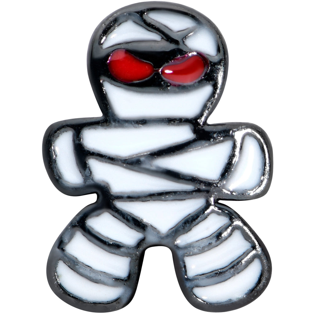 BodyCandy 16G 5/16 Black Red Eye Mummy Halloween Labret Monroe Tragus — detail close-up