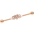BodyCandy 14G Clear CZ Gem Rosy Infinity Heart Industrial Barbell 38mm — main product shot