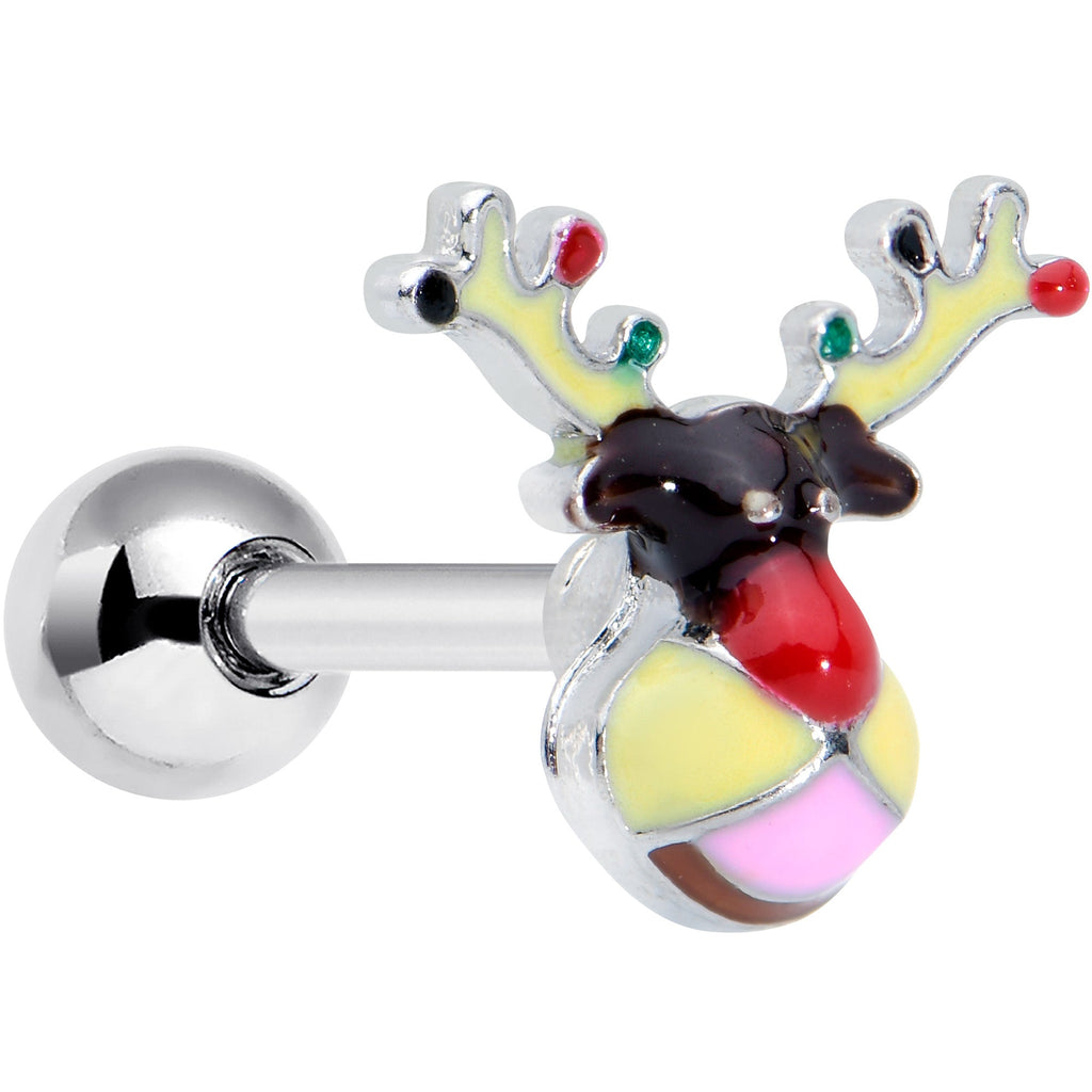 BodyCandy 16G 1/4 Colorful Reindeer Christmas Cartilage Tragus Earring — main product shot
