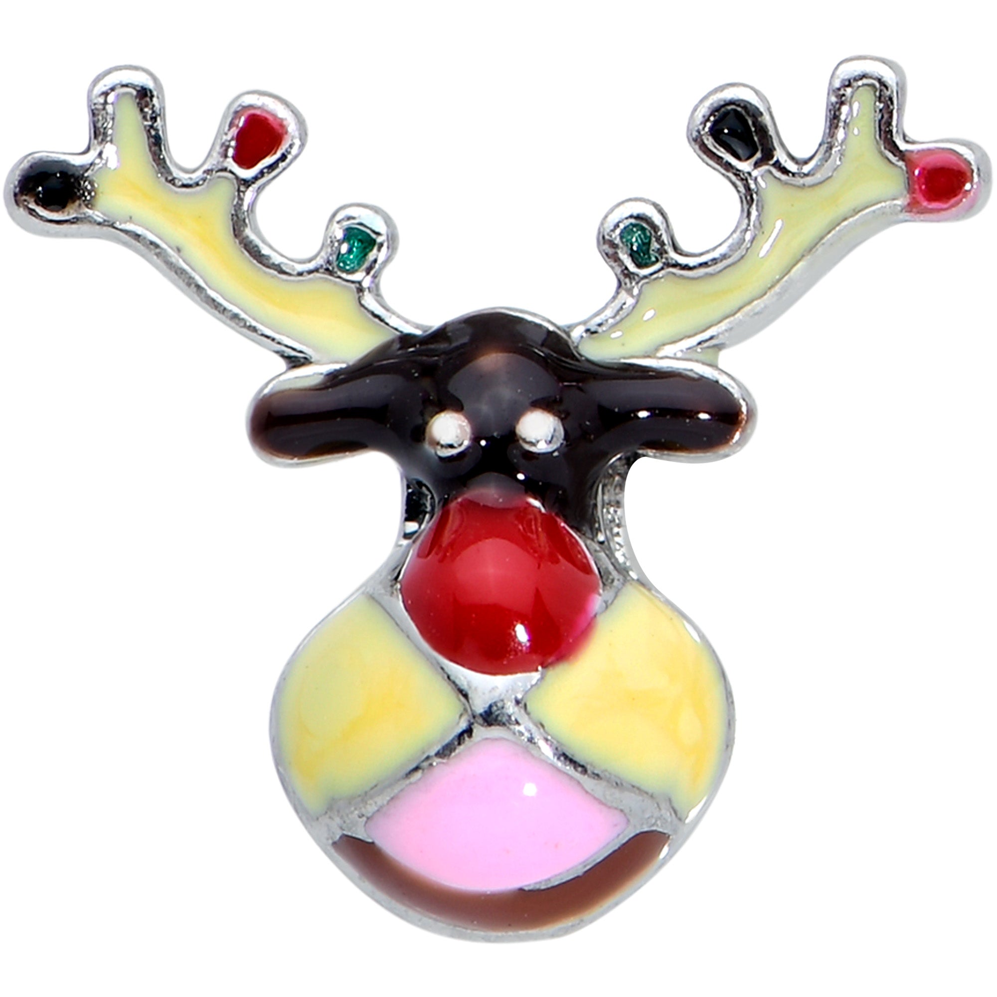BodyCandy 16G 1/4 Colorful Reindeer Christmas Cartilage Tragus Earring — detail close-up