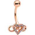 BodyCandy Clear Cubic Zirconia Gem Rose Gold Tone Infinity Heart Belly Ring — main product shot