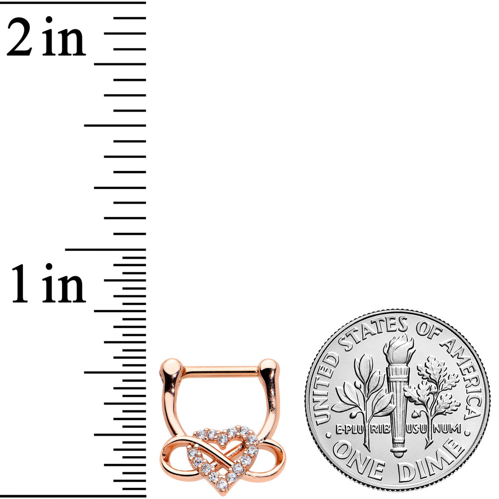 BodyCandy 16G 5/16 Clear CZ Gem Rose Gold Tone Infinity Heart Clicker — lifestyle context