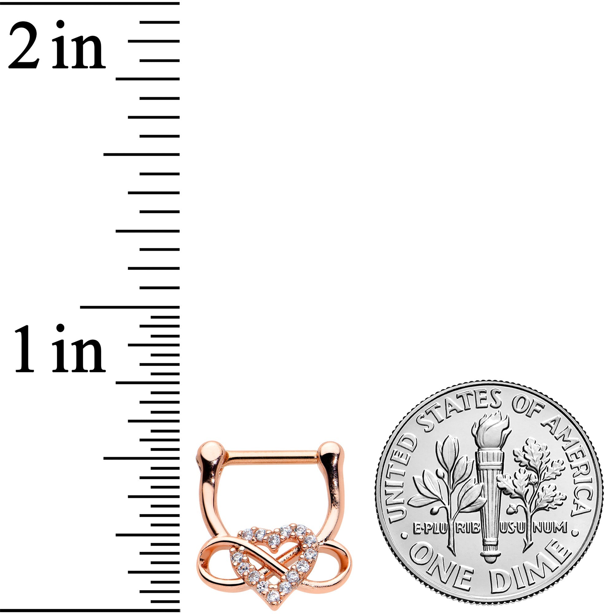 BodyCandy 16G 5/16 Clear CZ Gem Rose Gold Tone Infinity Heart Clicker — lifestyle context