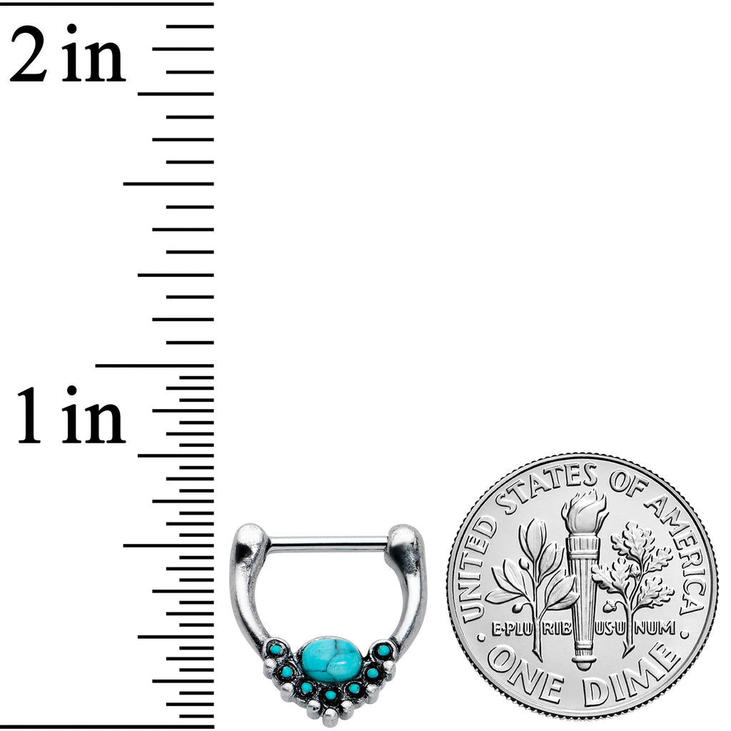 BodyCandy 16G 5/16 Blue Turquoise Stone Shield Cartilage Clicker — lifestyle context