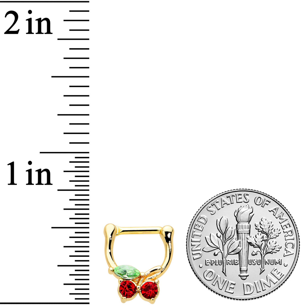 BodyCandy 16G 5/16 Red Green Gem Gold Tone Tasty Cherry Cartilage Clicker — lifestyle context