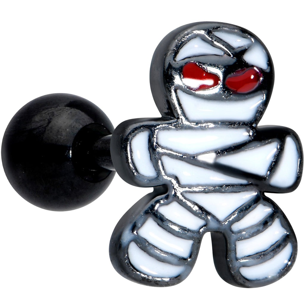 BodyCandy 16G 1/4 Black PVD Red Eye Mummy Halloween Cartilage Tragus — main product shot