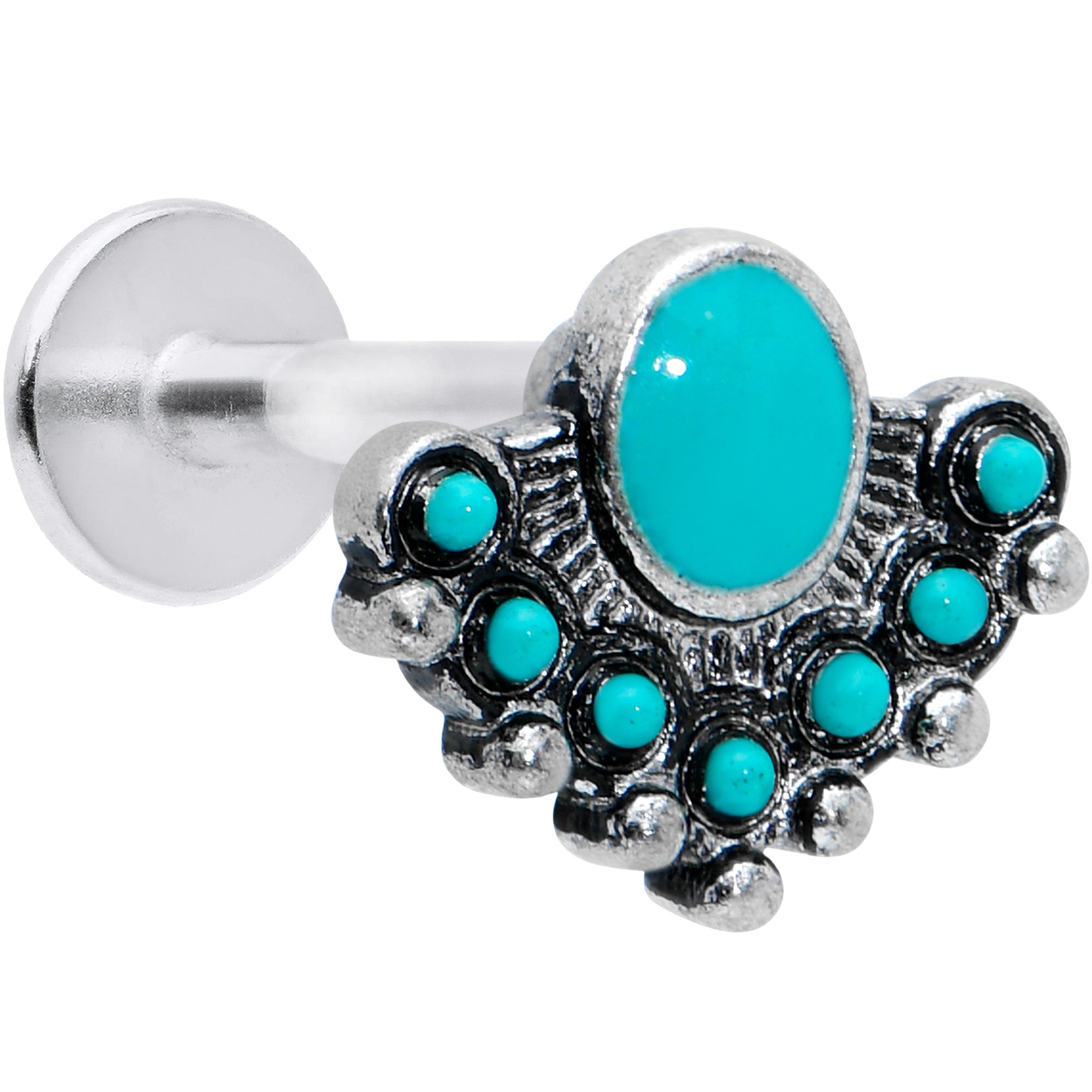 BodyCandy 16G 5/16 Blue Turquoise Stone Shield Labret Monroe Tragus — main product shot