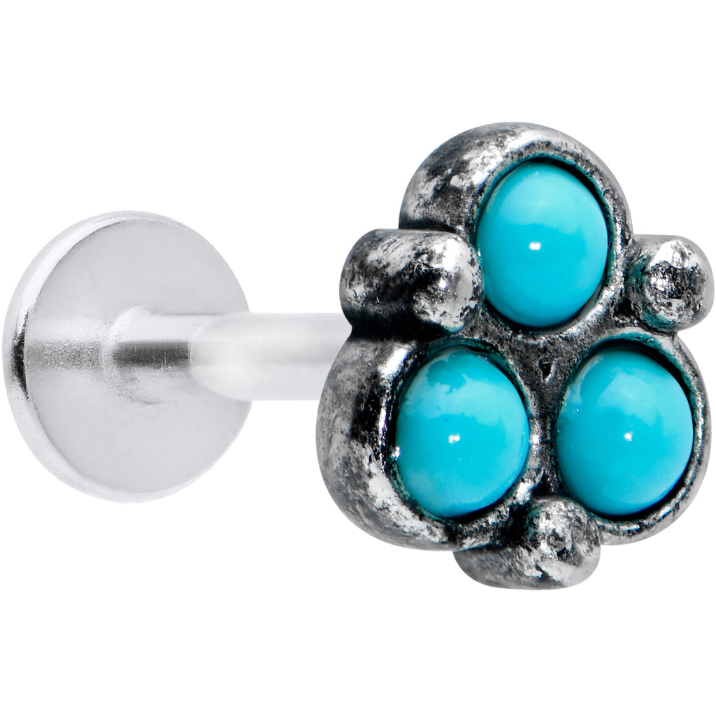 BodyCandy 16G 1/4 Blue Turquoise Orb Trio Labret Monroe Tragus — main product shot