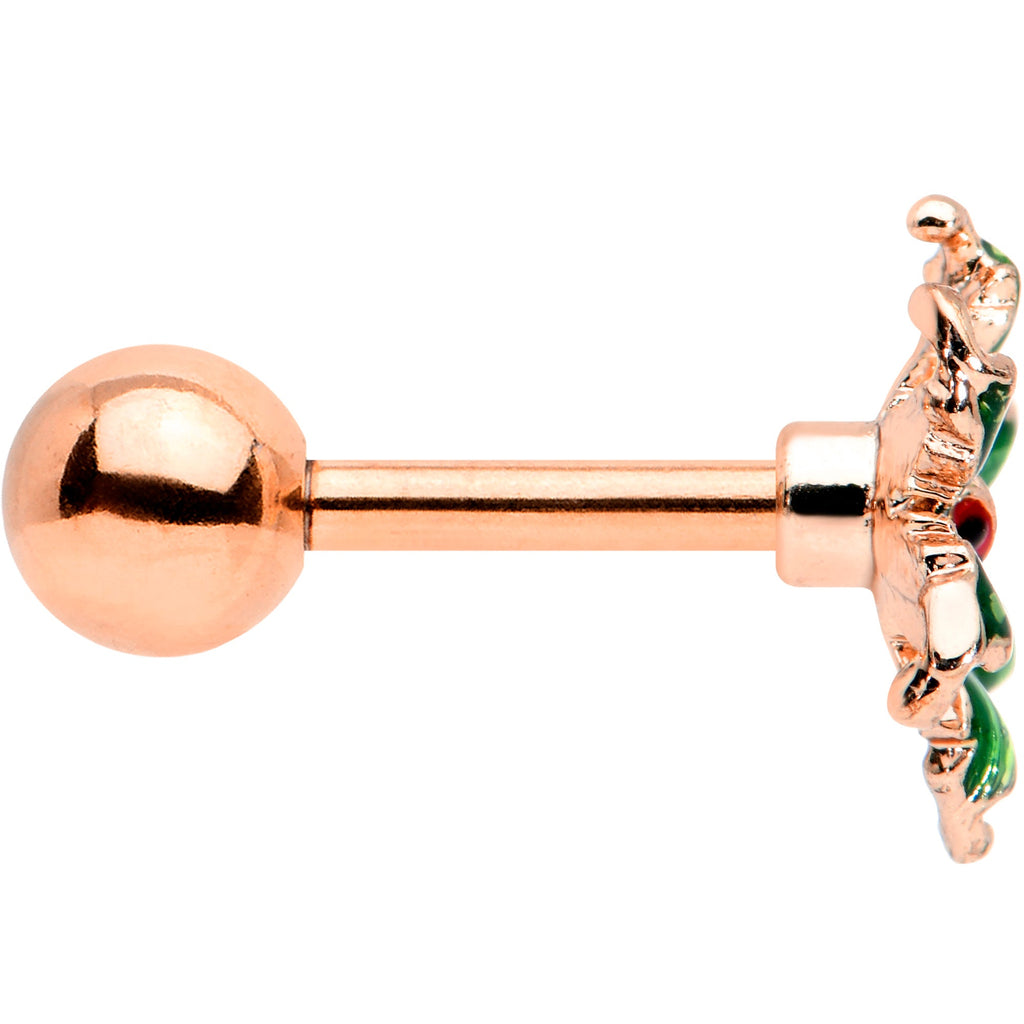 BodyCandy 16G 1/4 Rose Gold Tone Tiny Ladybug Leaves Cartilage Tragus — lifestyle context