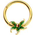 BodyCandy 16G 3/8 Gold Tone Tiny Ladybug Leaves Hinged Segment Ring — main product shot