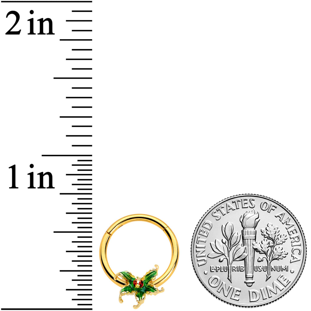 BodyCandy 16G 3/8 Gold Tone Tiny Ladybug Leaves Hinged Segment Ring — lifestyle context