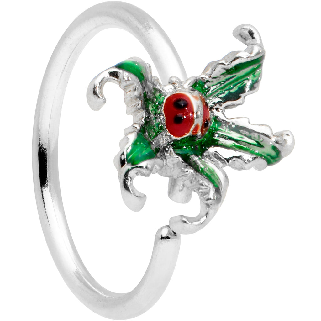 BodyCandy 20G 5/16 Tiny Ladybug Leaves Nose Hoop — main product shot