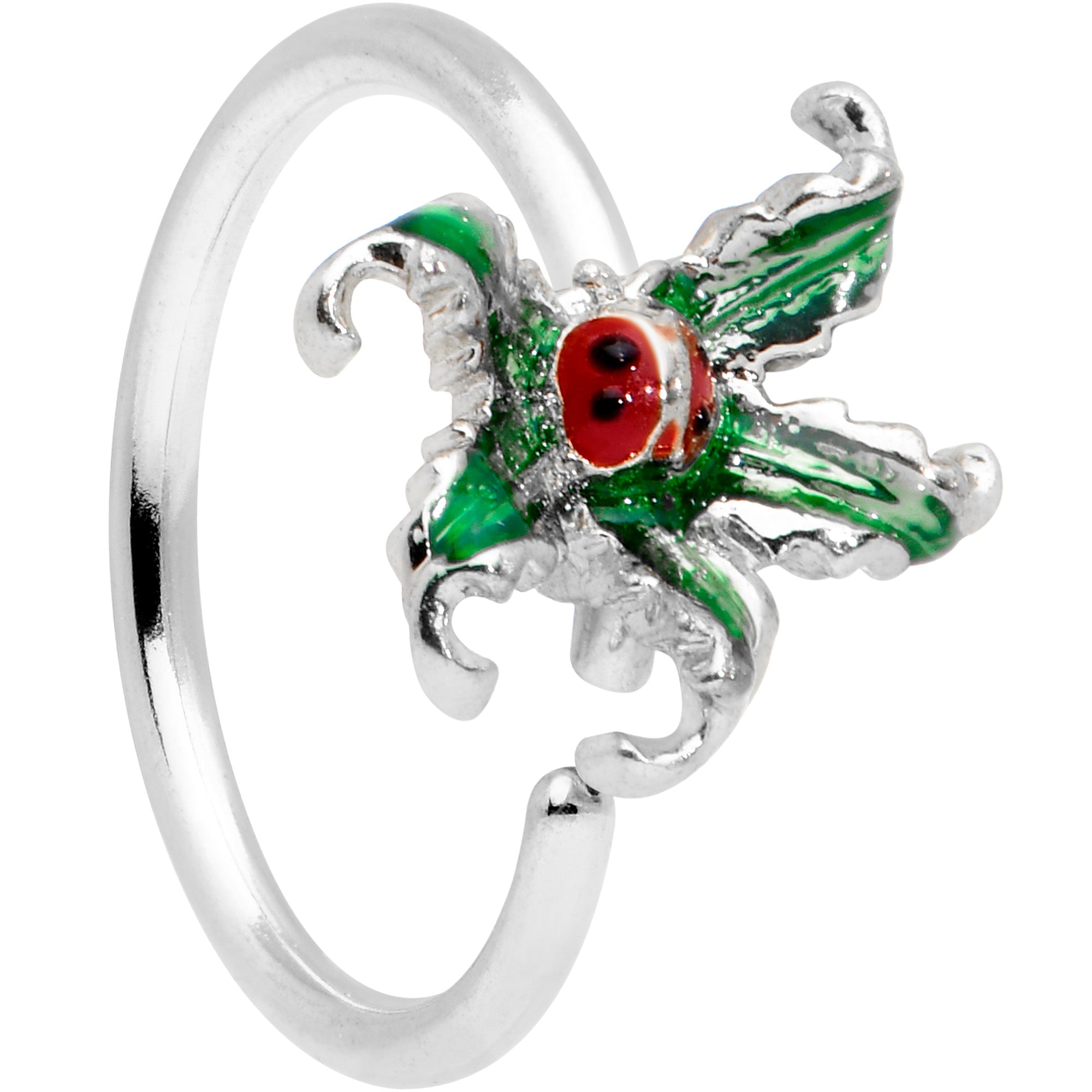 BodyCandy 20G 5/16 Tiny Ladybug Leaves Nose Hoop — main product shot