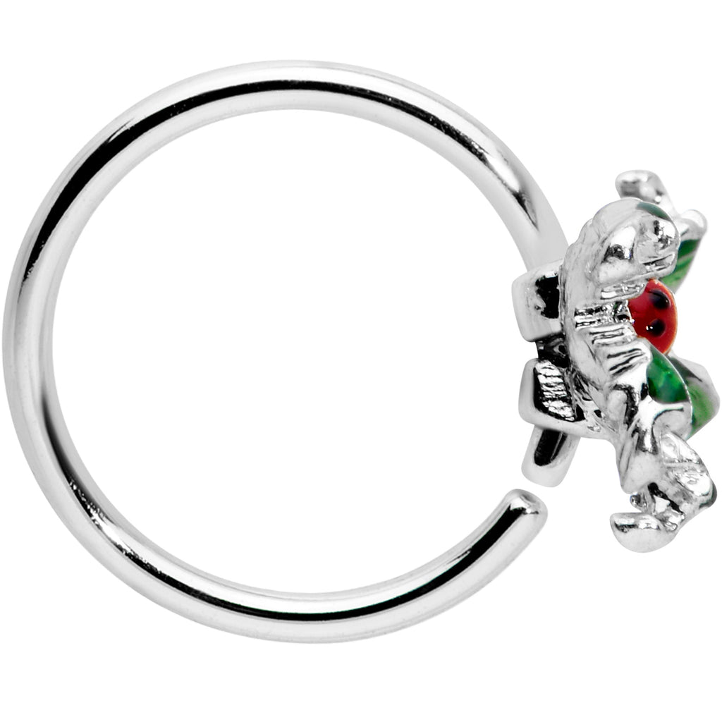 BodyCandy 20G 5/16 Tiny Ladybug Leaves Nose Hoop — lifestyle context