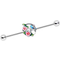 BodyCandy 14G Little Blue Bird Pink Flowers Industrial Barbell 38mm — main product shot