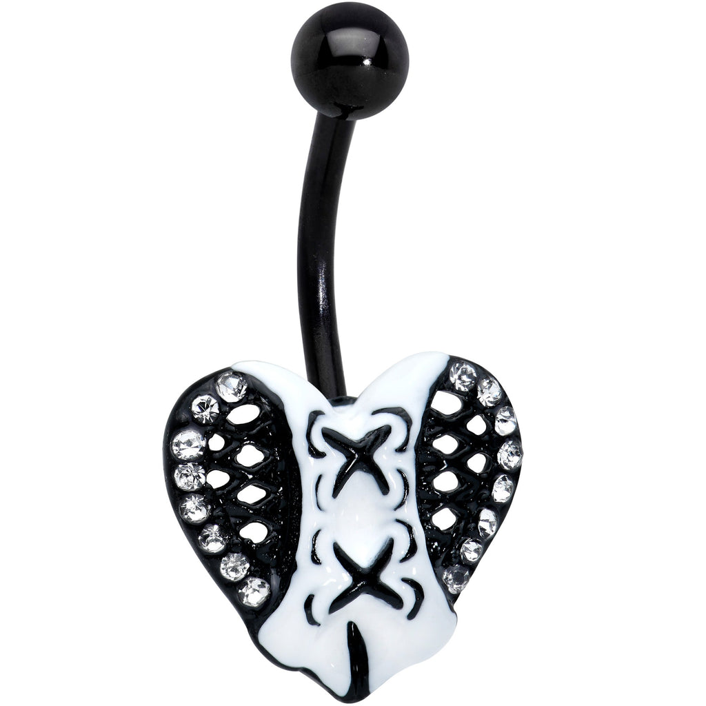 BodyCandy Clear Gem Black White Corset Heart Valentines Day Belly Ring — main product shot