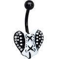 BodyCandy Clear Gem Black White Corset Heart Valentines Day Belly Ring — main product shot