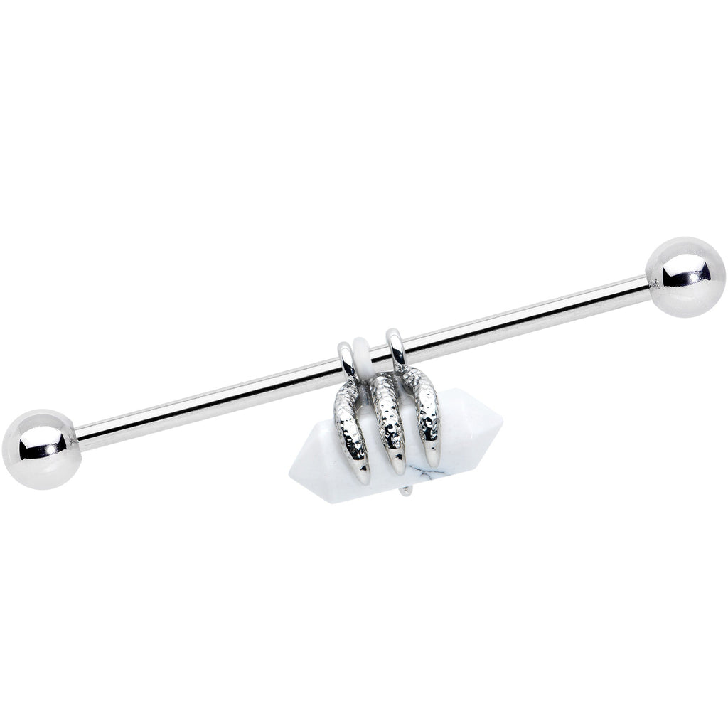 BodyCandy 14G White Howlite Claw Industrial Barbell 38mm — main product shot