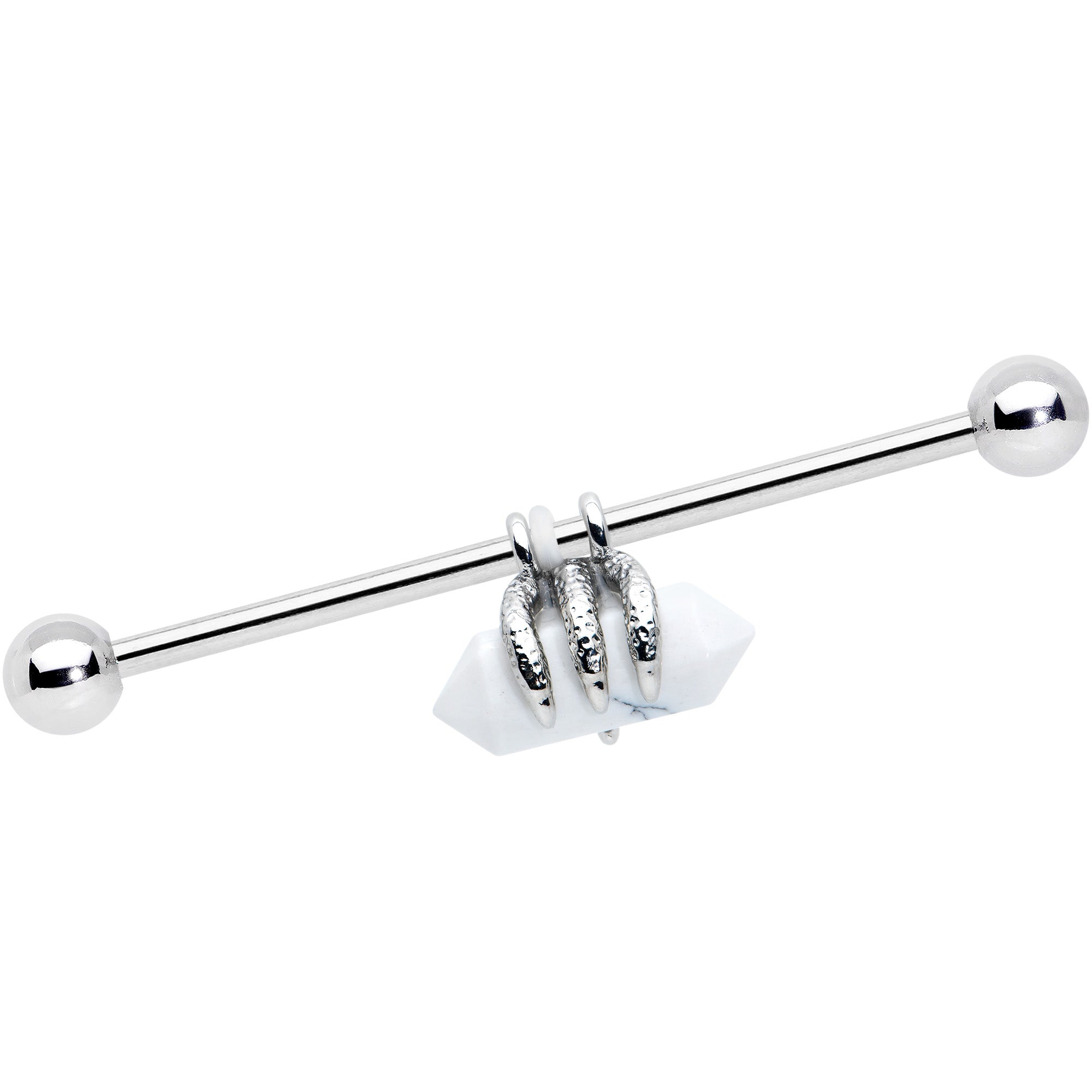 BodyCandy 14G White Howlite Claw Industrial Barbell 38mm — main product shot