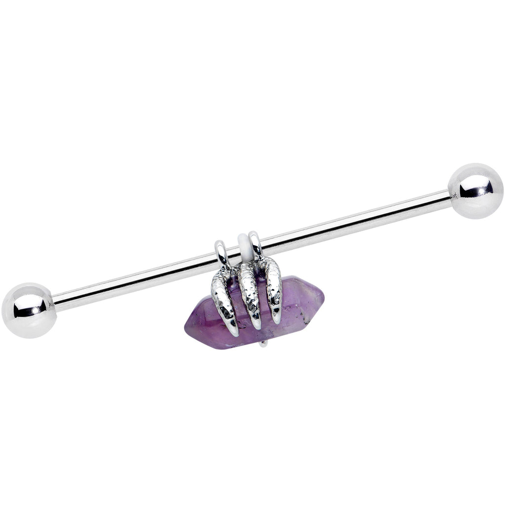 BodyCandy 14G Purple Amethyst Claw Industrial Barbell 38mm — main product shot