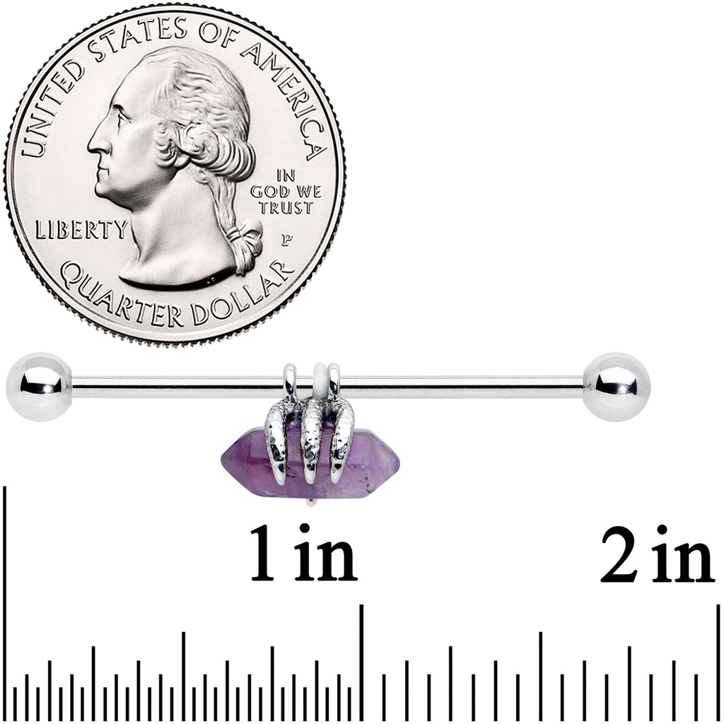 BodyCandy 14G Purple Amethyst Claw Industrial Barbell 38mm — lifestyle context