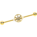 BodyCandy 14G Clear Gem Gold Tone Pot Leaf Circle Industrial Barbell 38mm — main product shot